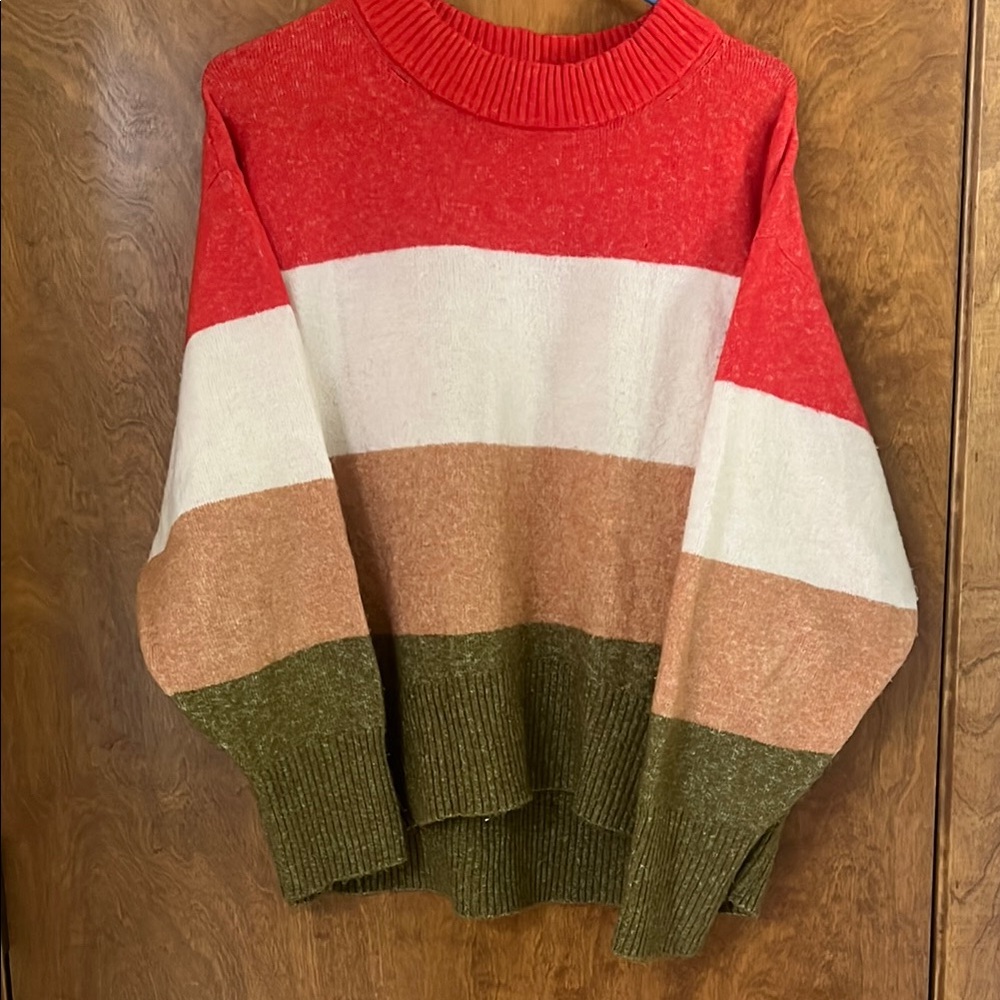 a new day Red and White Crew Neck Sweater